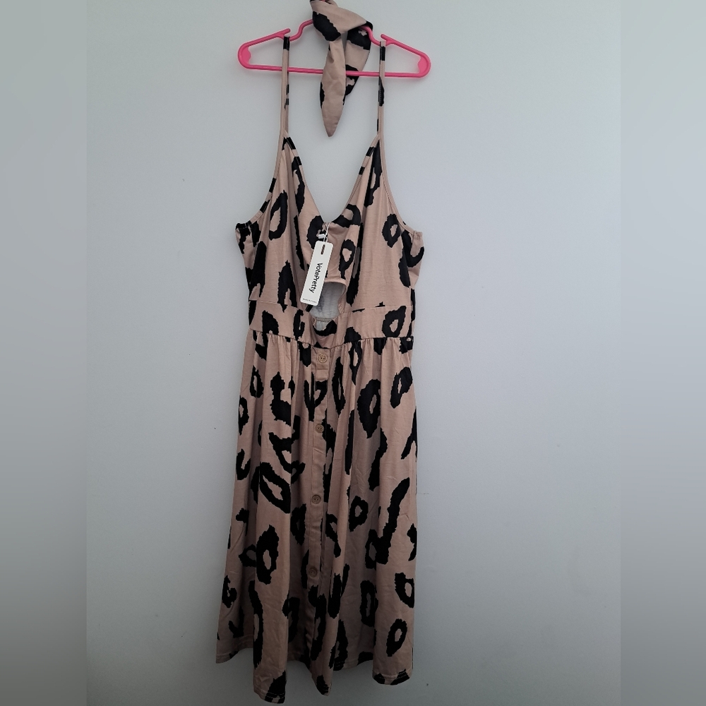 Leopard Print Dress - Black and Tan